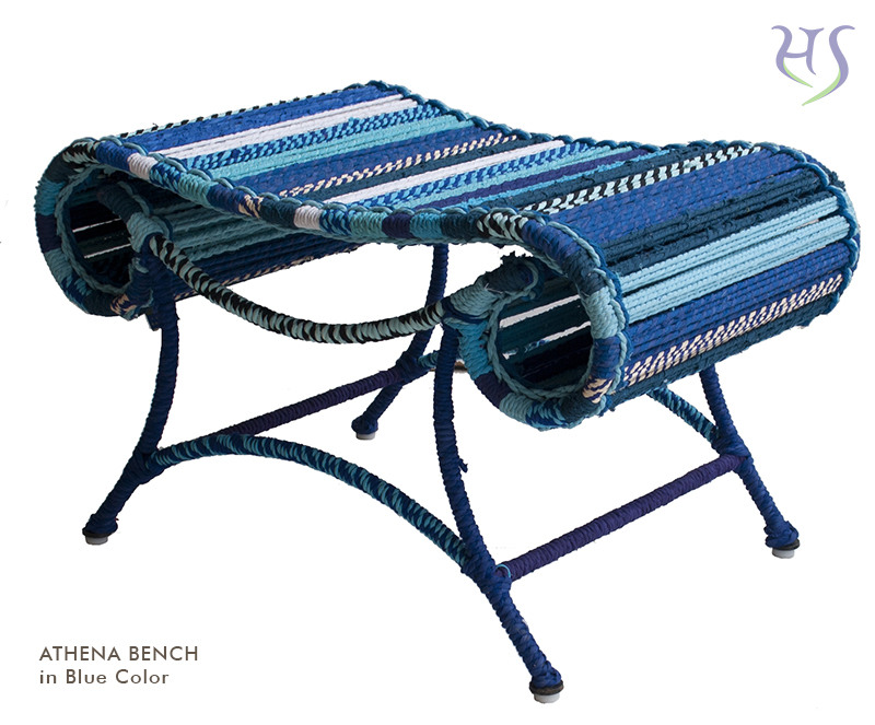 Athena Bench Katran Collection in Blue Color  by Sahil & Sarthak